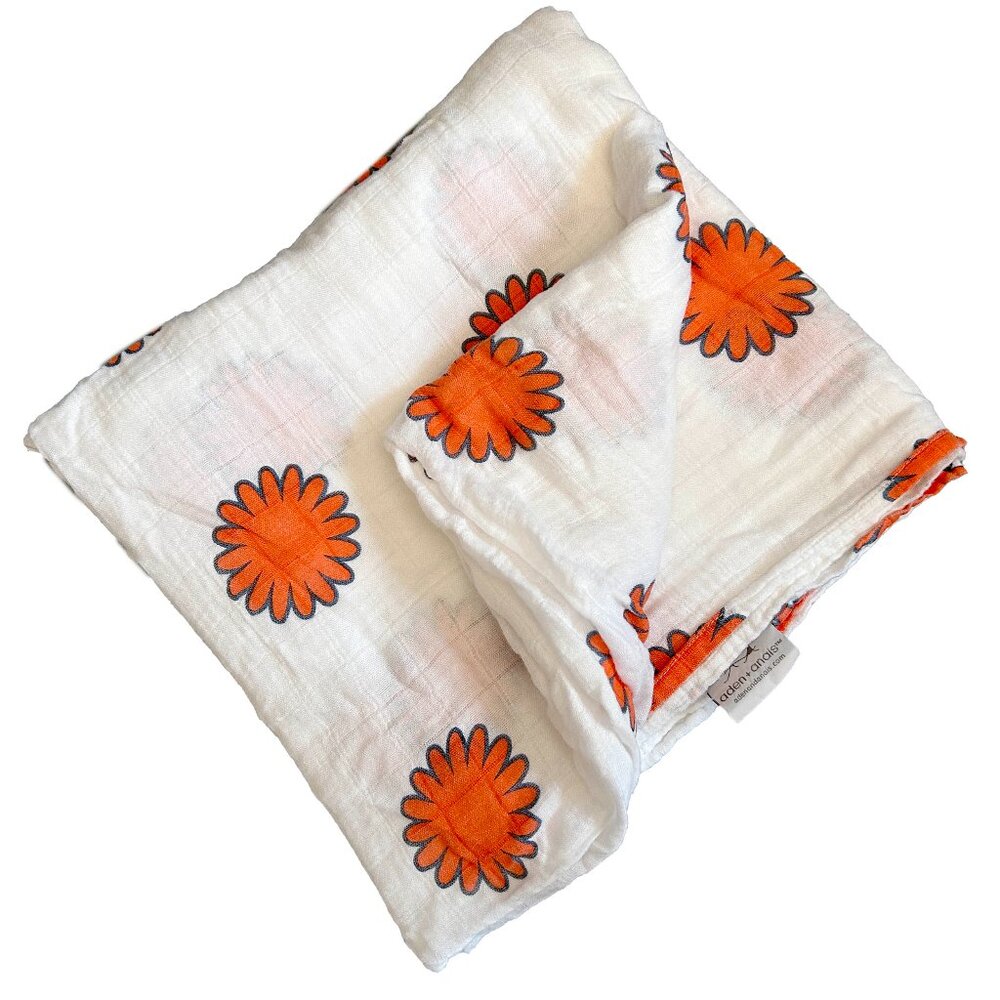 Super soft Aden + Anais organic muslin swaddle wrap, Orange Blossoms